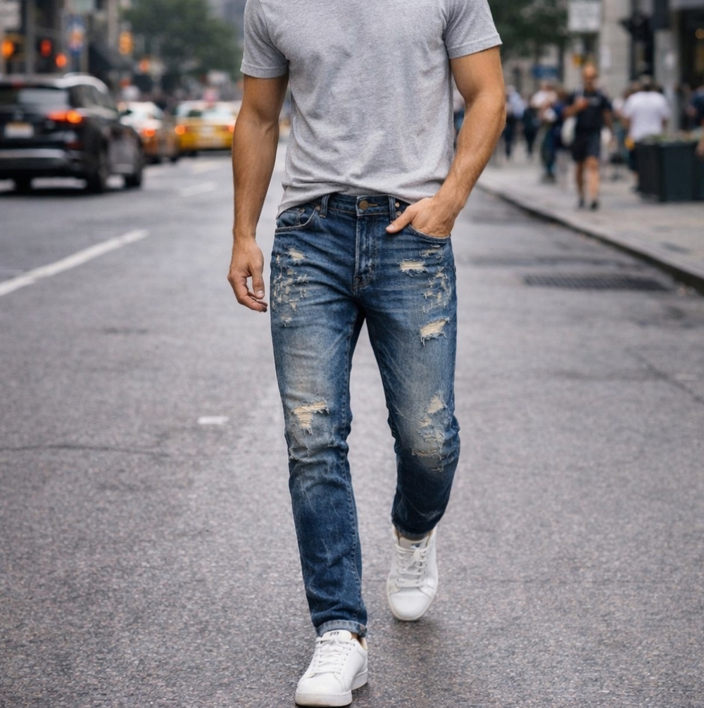 G-Star RAW Arc 3D Slim Jeans Mens W34 L30 Distressed Medium Wash Designer Denim